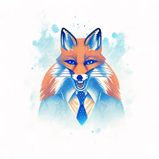 mobster fox with gun tattoo design idea