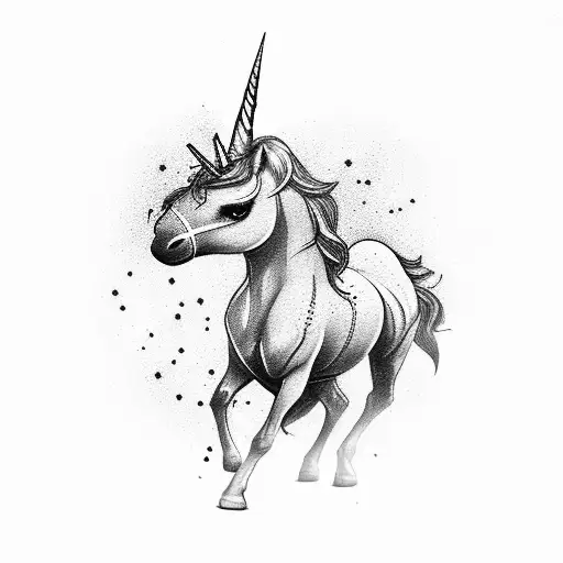unicorn with barb wire with king of the hill tattoo design idea