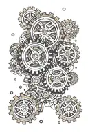 two gears grinding sand falling tattoo design idea