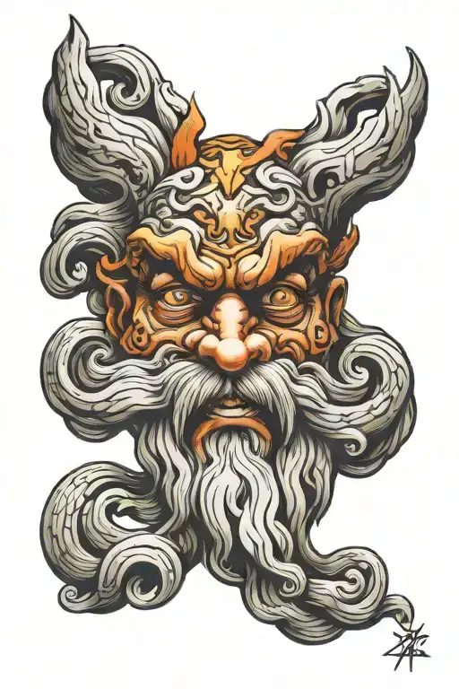 lyon angry zeus face tattoo design idea
