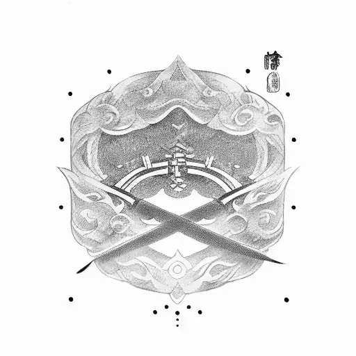 Japanese katana with super strength tattoo design idea