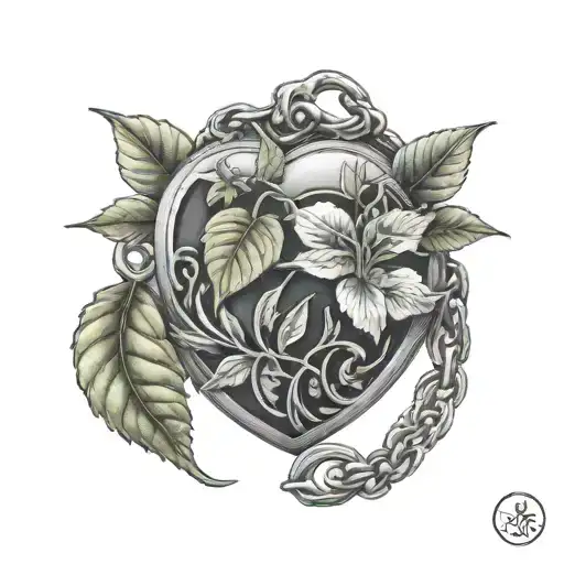 a plant growing wildly out of a locket tattoo design idea