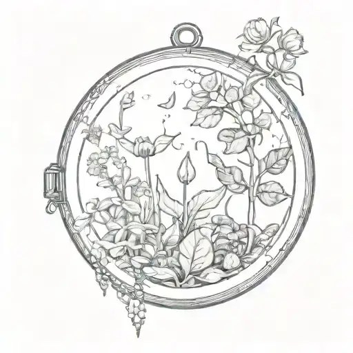 plants growing widely out of a locket  tattoo design idea