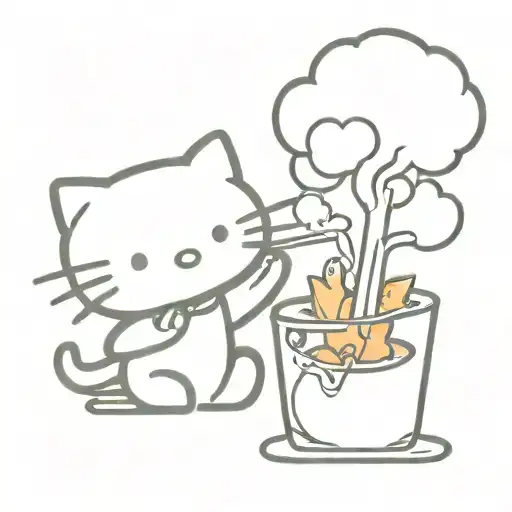 Hello kitty smoking a joint tattoo design idea