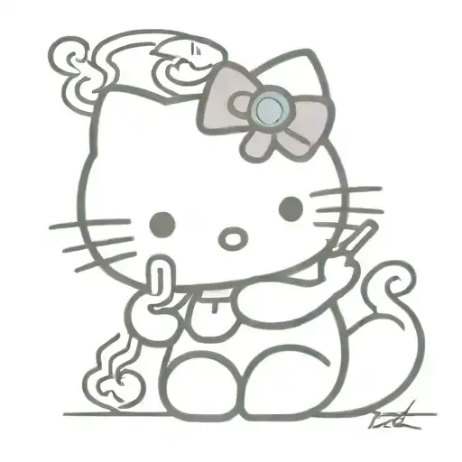 Hello kitty smoking a cigarette tattoo design idea