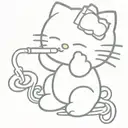 Hello kitty smoking a joint tattoo design idea
