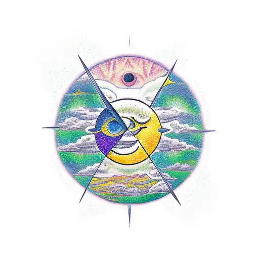 Sun and Moon tattoo design idea