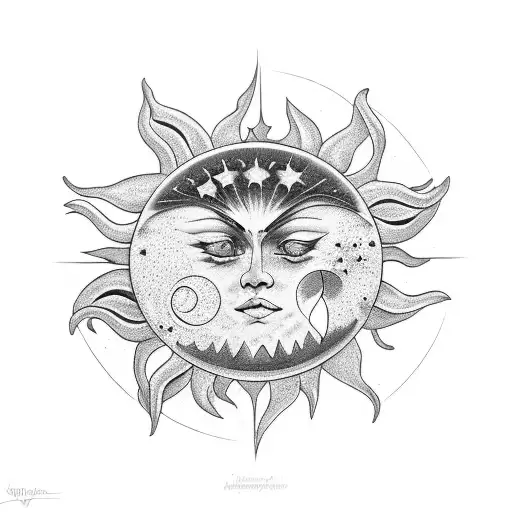Sun and Moon tattoo design idea