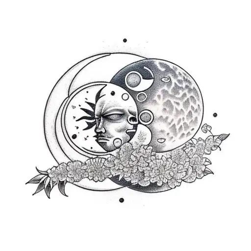 Sun and Moon tattoo design idea