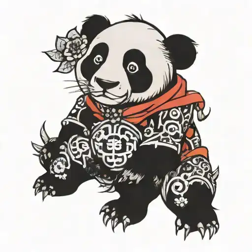 Panda red tattoo design idea