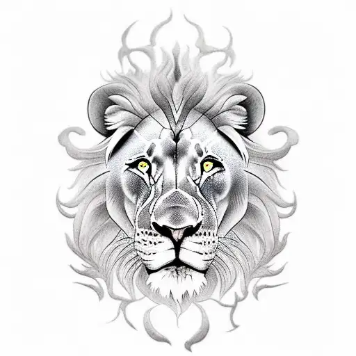 Realism "Lion&dragon" Tattoo Idea BlackInk AI