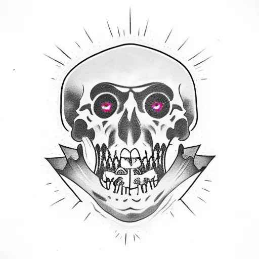 simple brutalistic/ignorant style with Death Grips aesthetic and energy, can include teeth, spikes, eyes tattoo design idea