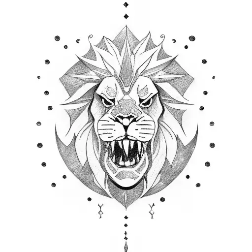 pike and lion tattoo design idea