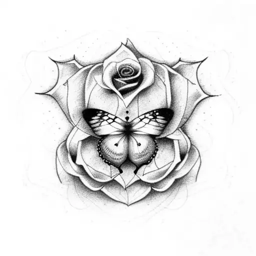 Semi colon with butterfly and rose tattoo design idea