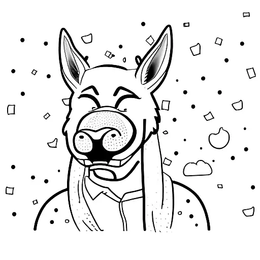 A minimalist tattoo of Bojack Horseman's face in black ink tattoo design idea