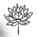 tiny multicolor wildflower bouquet with small blue lotus and chwrry blossom tattoo design idea