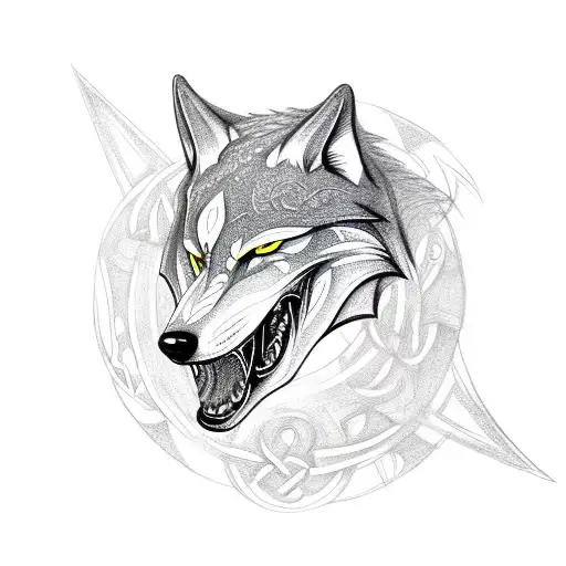celtic knot fenrir wolf tattoo design idea