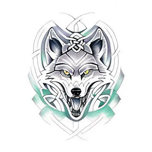 celtic knot fenrir wolf tattoo design idea