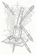 Syringe and burning paper note  tattoo design idea