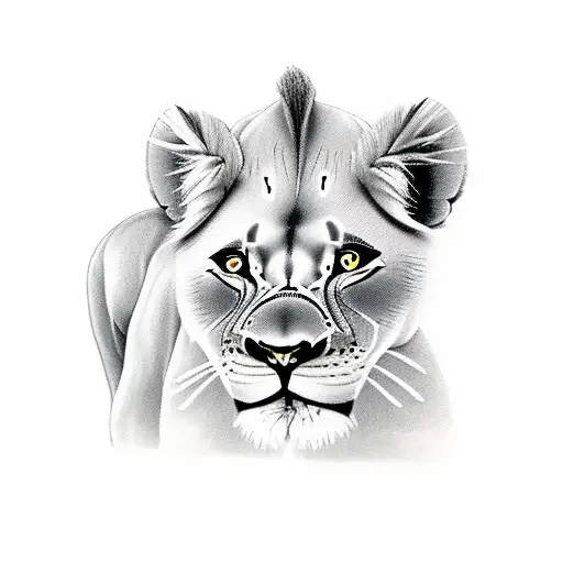 lioness with 3 baby lions  tattoo design idea