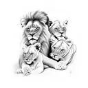 lion with 3 baby lions  tattoo design idea