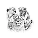 lion with 3 baby lions  tattoo design idea