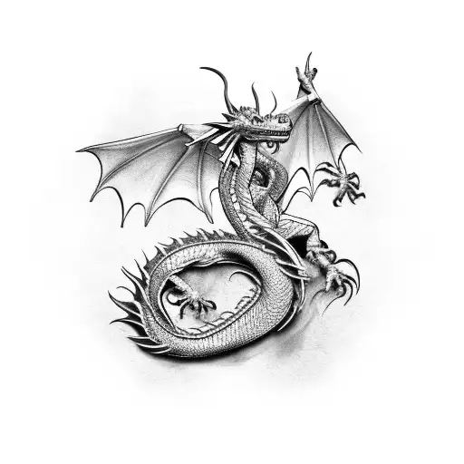 Dragon Tattoo Black Graphic · Creative Fabrica