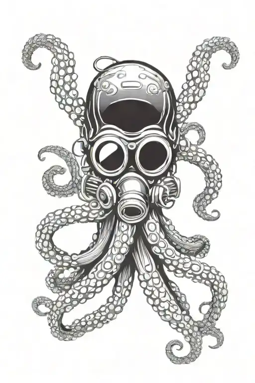octopus with scuba diving mask tattoo design idea