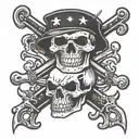 m16 and skull crossbones skull tattoo design idea