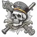 m16 and skull crossbones skull tattoo design idea
