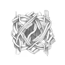 A powerful and mysterious symbol made of intertwined books and dollar signs tattoo design idea
