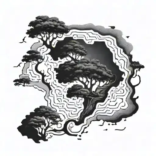 map of Africa and tree coming out the top  tattoo design idea