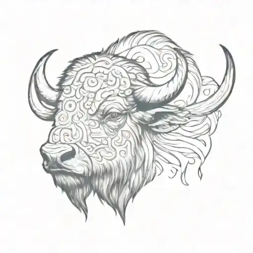 buffalo head tattoo design idea