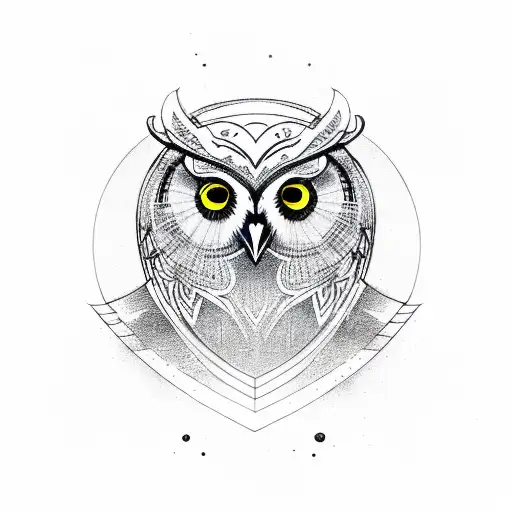owl viking runes tattoo design idea