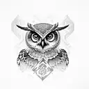 owl viking runes tattoo design idea