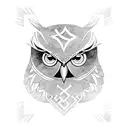 owl viking runes tattoo design idea