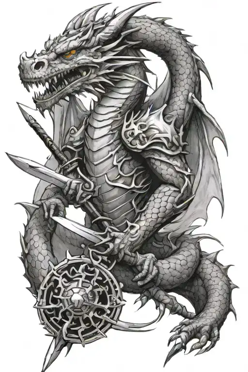 Caraxes dragon with Dark sister sword tattoo design idea
