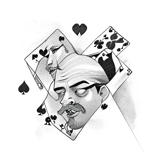 pool player gambler king of hearts tattoo design idea