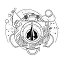 Combine elements from Harry Potter and Hitchhiker's Guide to the Galaxy in a minimalist design tattoo design idea