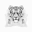 Dumbbells intertwined with intricate tiger and lion patterns tattoo design idea