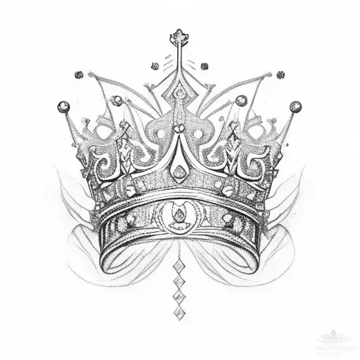 a queen's crown with a fancy writtin letter V underneath  tattoo design idea