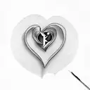 letters K L with a heart in between tattoo design idea