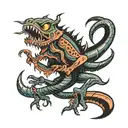 scary long creature American traditional creepy tattoo design idea