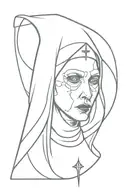 Spooky evil nun tattoo design idea