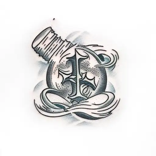 Christian Cross clouds scrolls tattoo design idea