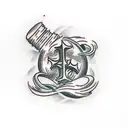Christian Cross clouds scrolls tattoo design idea