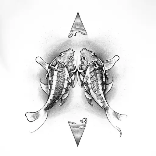 koi fish skeleton tattoo design idea