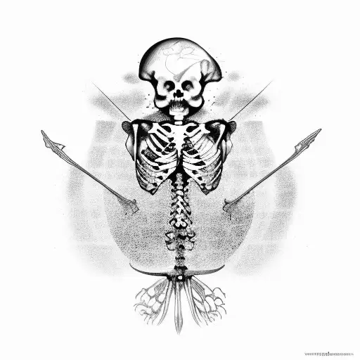coi fish skeleton life and death duality symbol  tattoo design idea