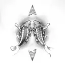 koi fish skeleton tattoo design idea