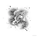 koi fish skeleton tattoo design idea